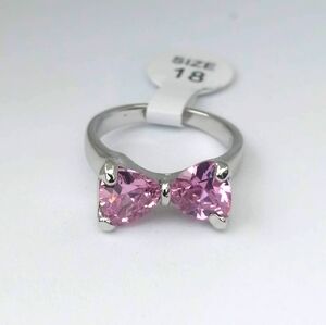 14k Real White Gold Plated Ring Silver Pink